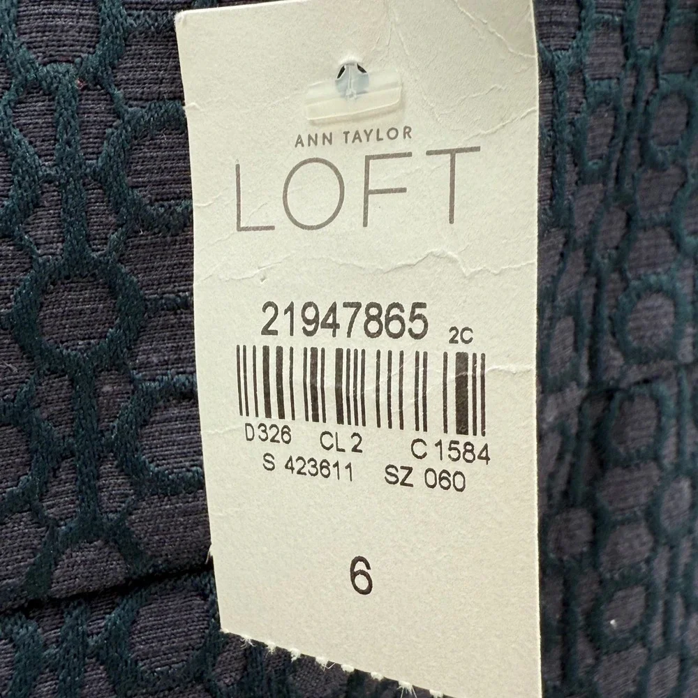 LOFT Marisa Ankle Pencil Slim Leg Patterned‎ Purple Pants Size 6 NWT